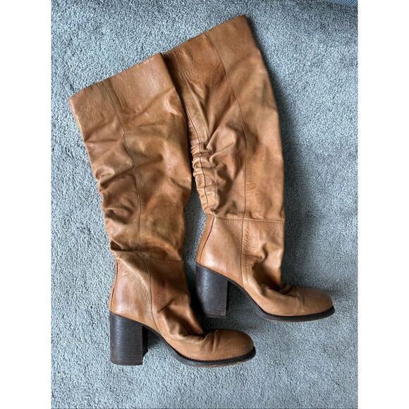 Free People Elyse Tall Boot Slouch Taupe Leather, $275 Sz 36 5.5/6 - Picture 5 of 10
